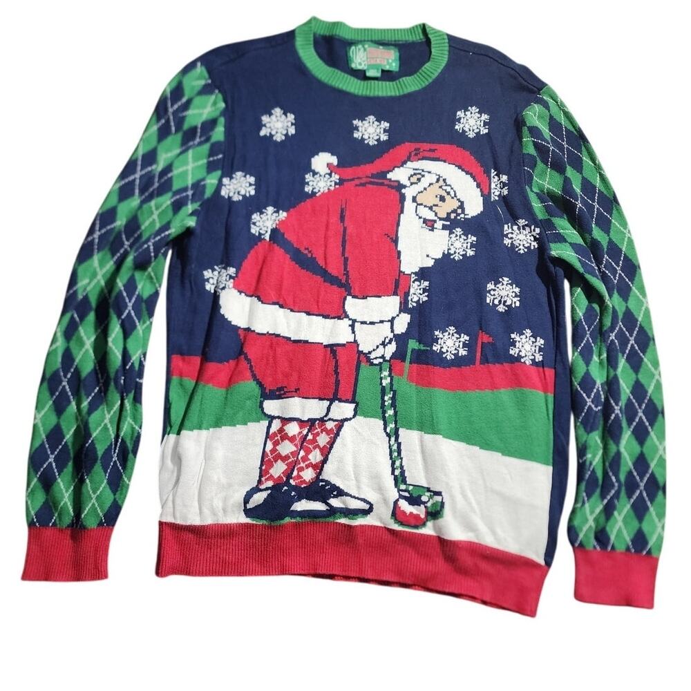 Ugly Christmas Sweater Golfing Santa Unisex Size XL
